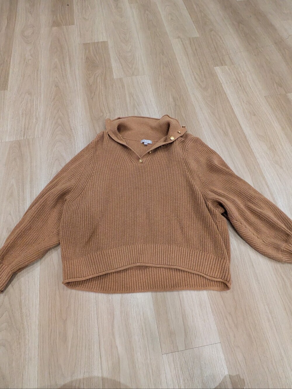 J Crew Tan Brown Cotton Knitted Sweater With Gold Buttons Size 3x